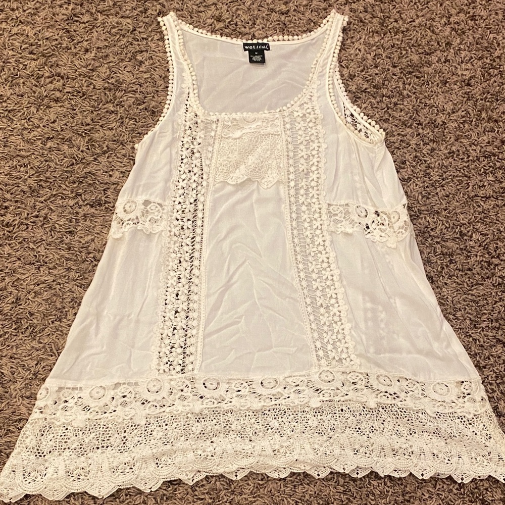 Wet Seal White Lace Tank Top
